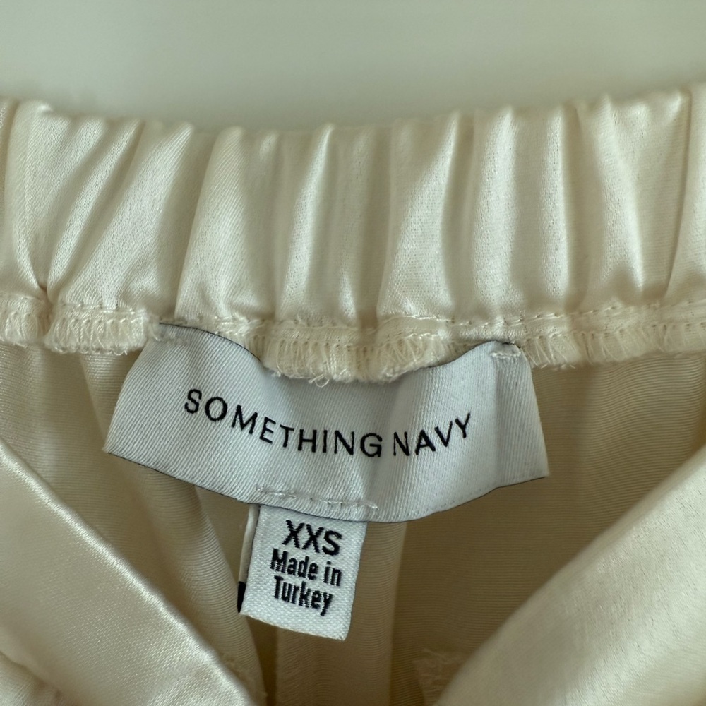 Something Navy Ivory Satin pants